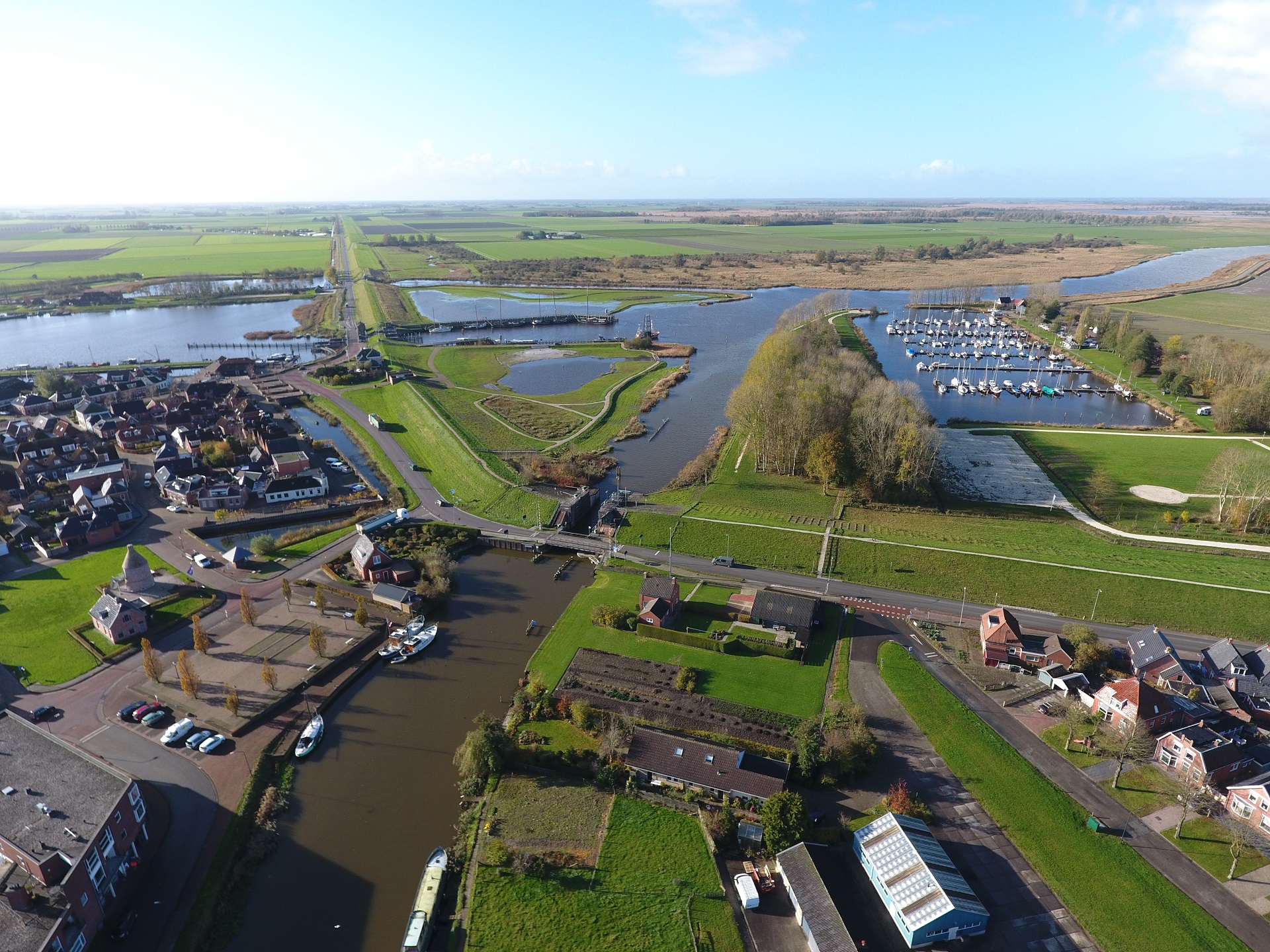 Luchtfoto Nieuwe waterwerken Zoutkamp